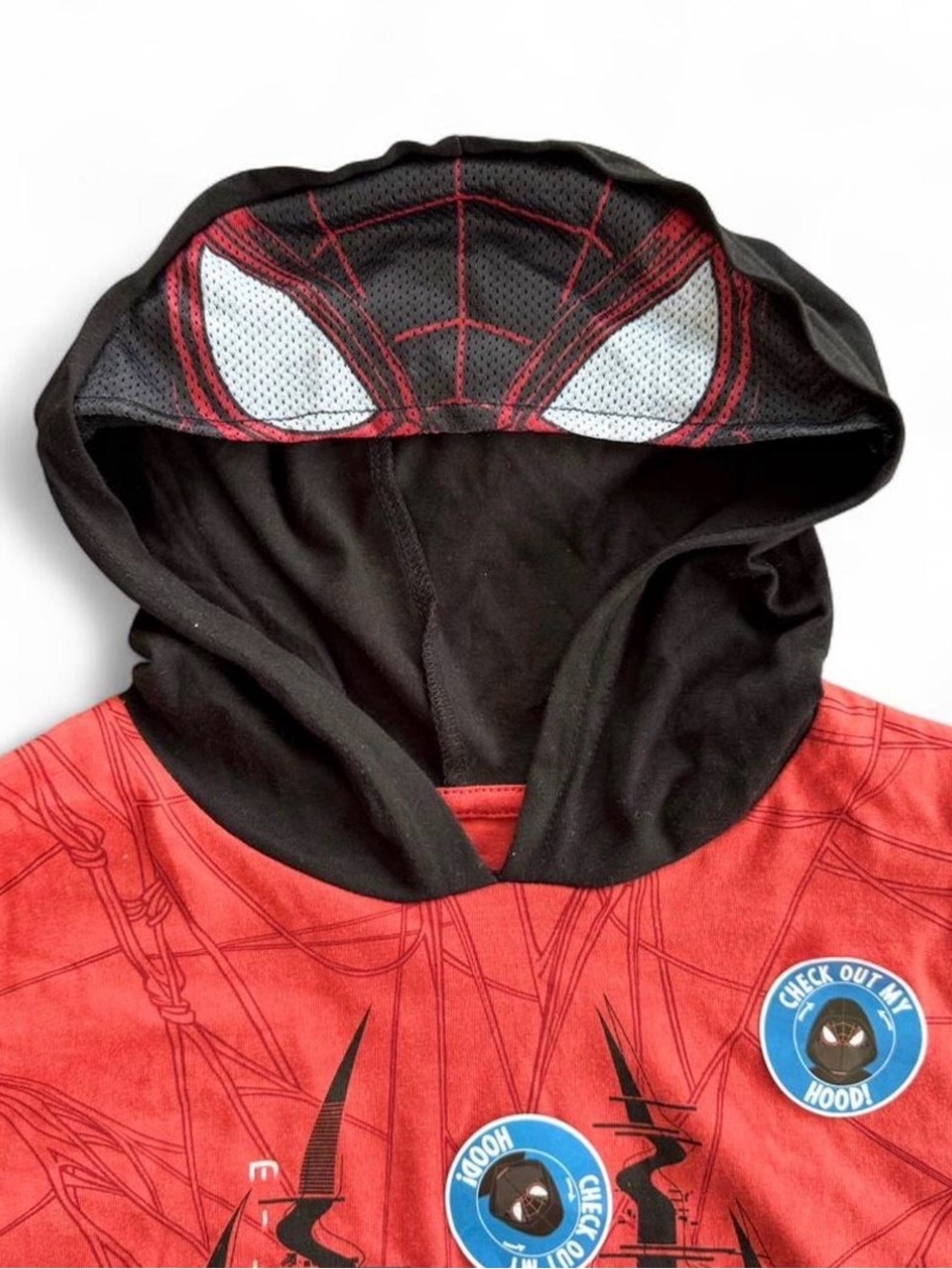 Marvel Spider-Man Miles Morales Boys Hooded Shirt Shorts Set Size 7 Red Black - Picture 5 of 11